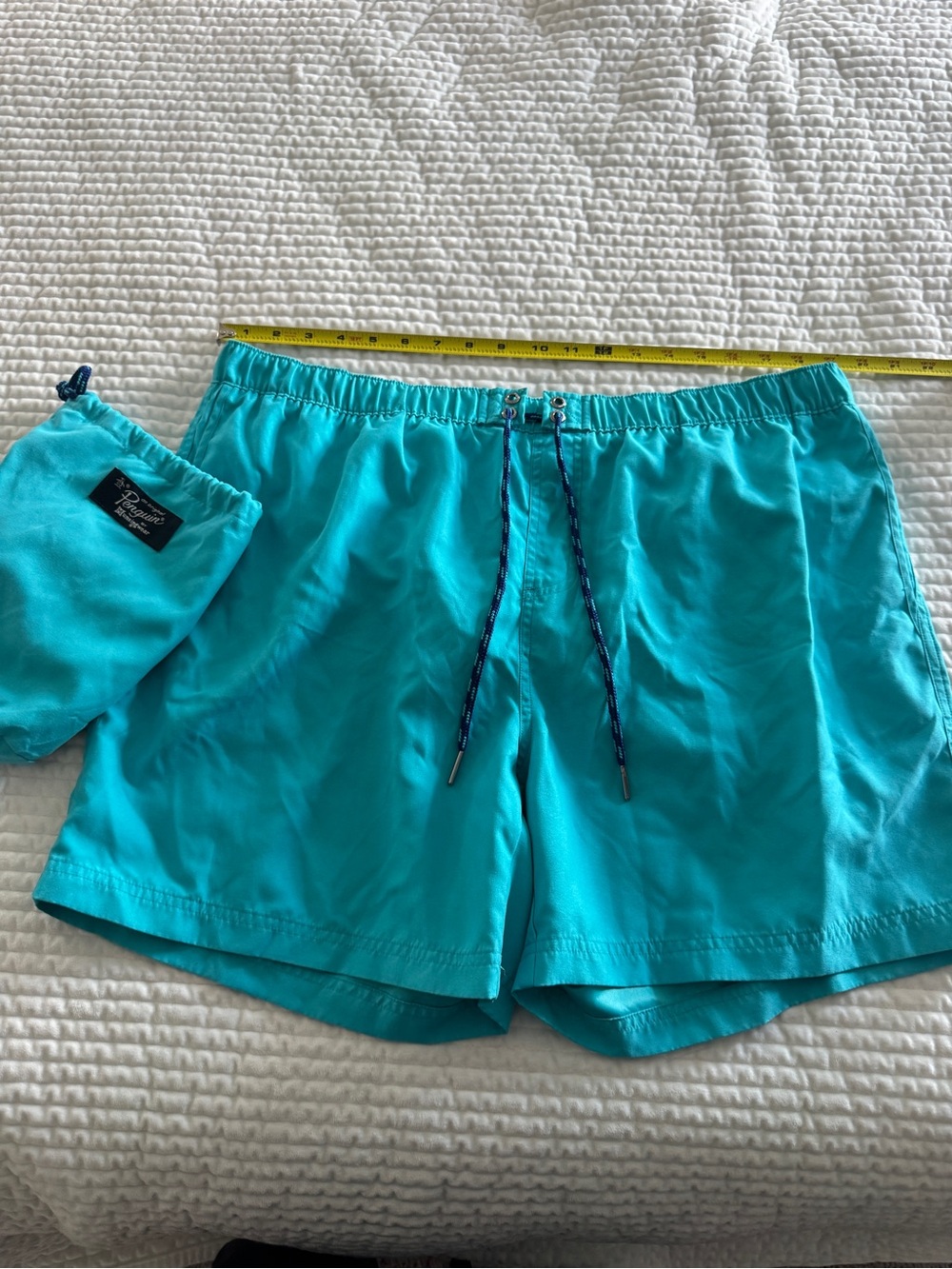 Men's original Penguin Turquoise Swim Trunks with Drawstring